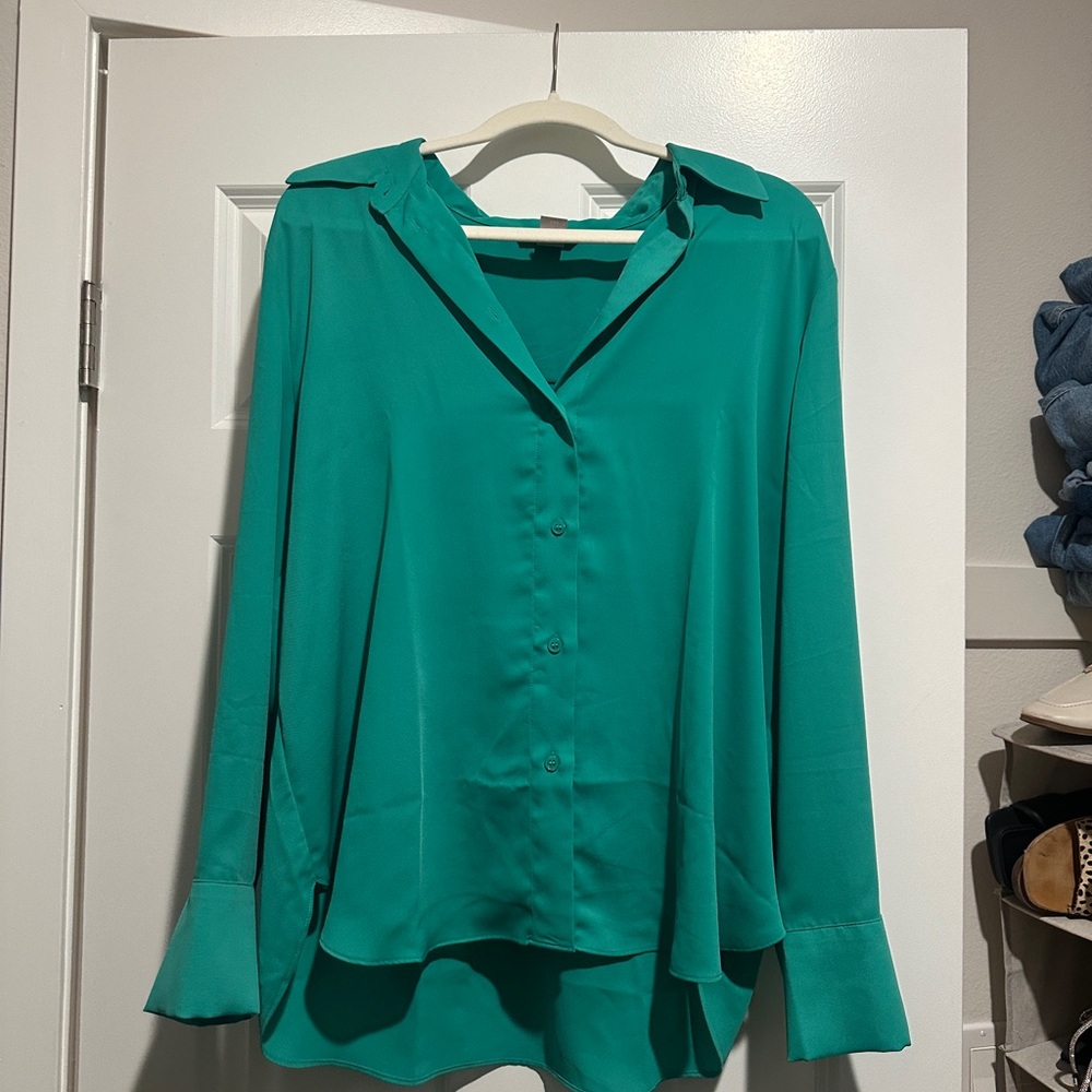 H&M Teal Button-Up Blouse